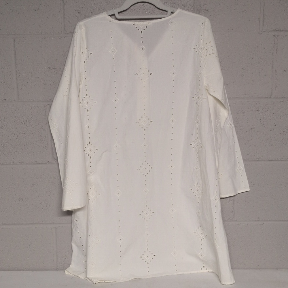 ZARAHome Women's Off-White Eyelet Cotton Tunic Dress, XS, NWOT, Cottagecore - Picture 5 of 6